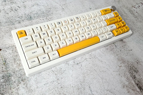 Keycap set met bijenthema – warme kleurenmix van geel en wit in vlak XDA-profiel